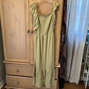 casual green maxi dress